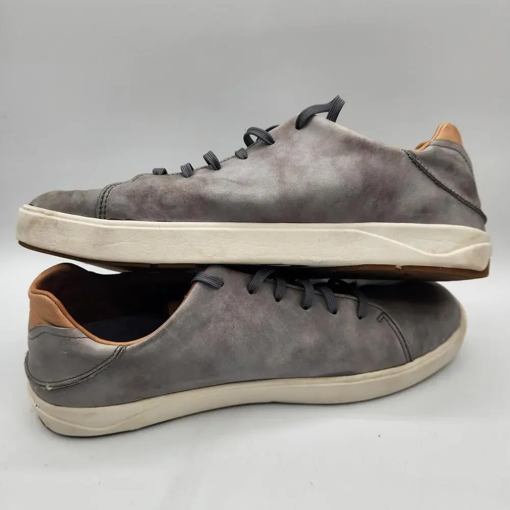 Olukai Lae‘ahi Li‘ili Leather Sneakers Gray‎ Men’s 13 Casual Comfort Shoes M13